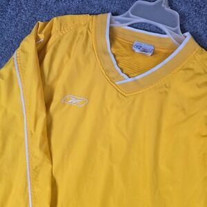 Reebok Yellow V Neck Athletic Pullover Jacket Men's Size 2XL Pockets